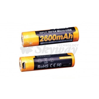 RECHARGEABLE BATTERY MINI USB 18650 3.6V 2600 MAH FENIX