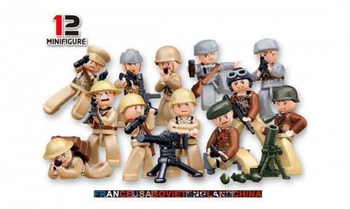 WWII MINIFIGURES 12 UNITS DISPLAY 60 UNITS