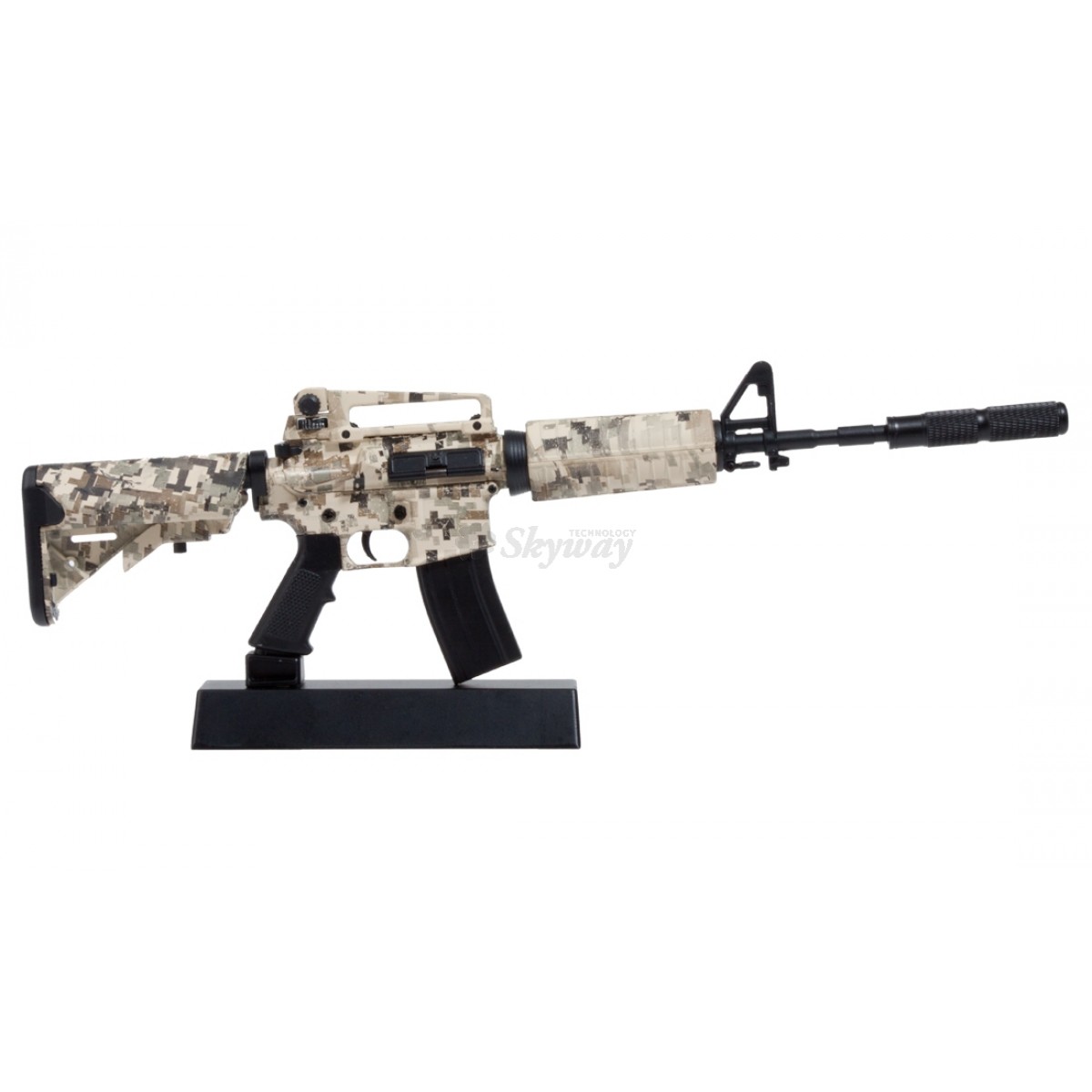 kit n°5 Fusil M4 Digital Camo Ghost Modèle réduit darme factice-Maquette décorative en métal avec Support de présentation-A Collectionner 